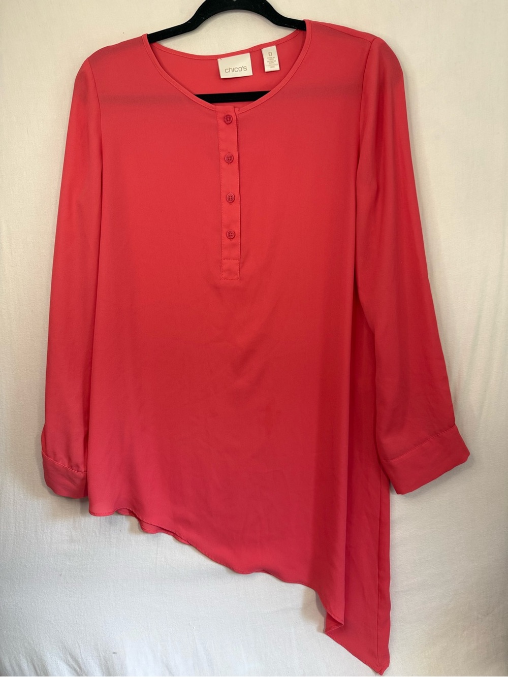 Chico's Coral Asymmetric Pink Blouse Size S